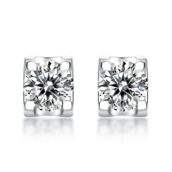 Certified 2ct. t.w. Moissanite Diamond 4 Prone Solitaire Stud Earrings NEW - Picture 4 of 9